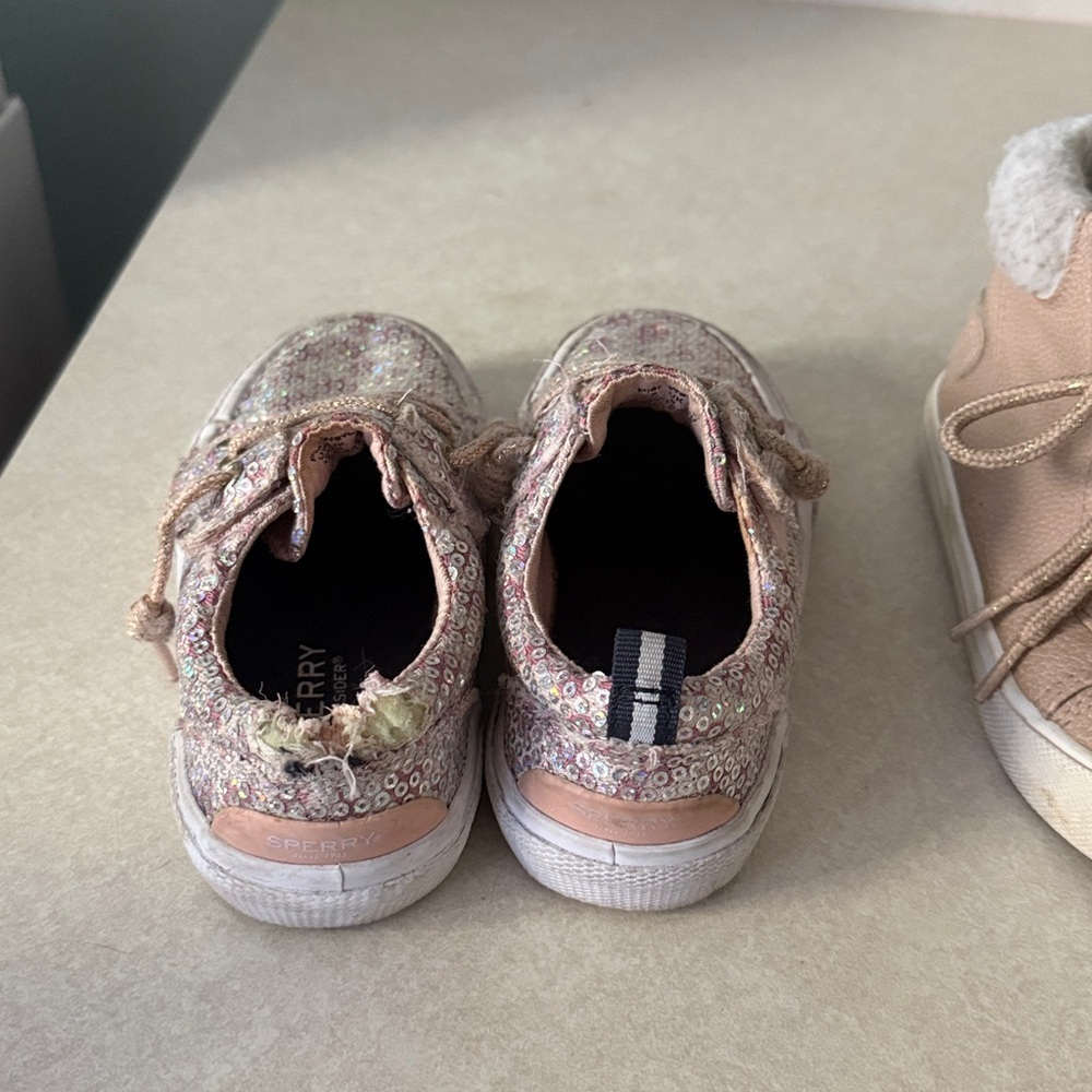 Tommy Bahama & Sperry Kids Pink Sequin Sneakers & Pink Fur High Tops Shoes 10T - Picture 11 of 11